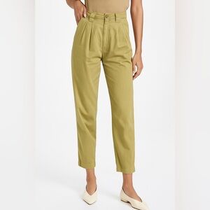 Ba&sh High-Waisted Trousers | Chic Tailored Pleated Pants Olive Green Women’s 2